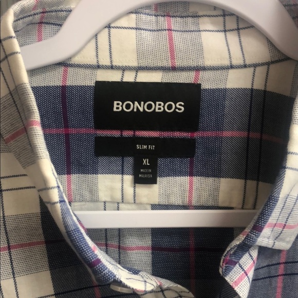Bonobos Casual Blue and White Plaid Shirt - Picture 2 of 5